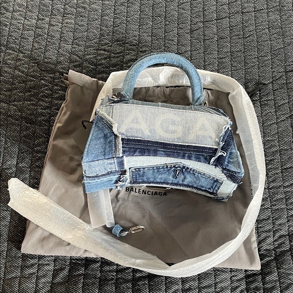 Balenciaga Hourglass Logo Patchwork Denim Bag - Picture 7 of 13